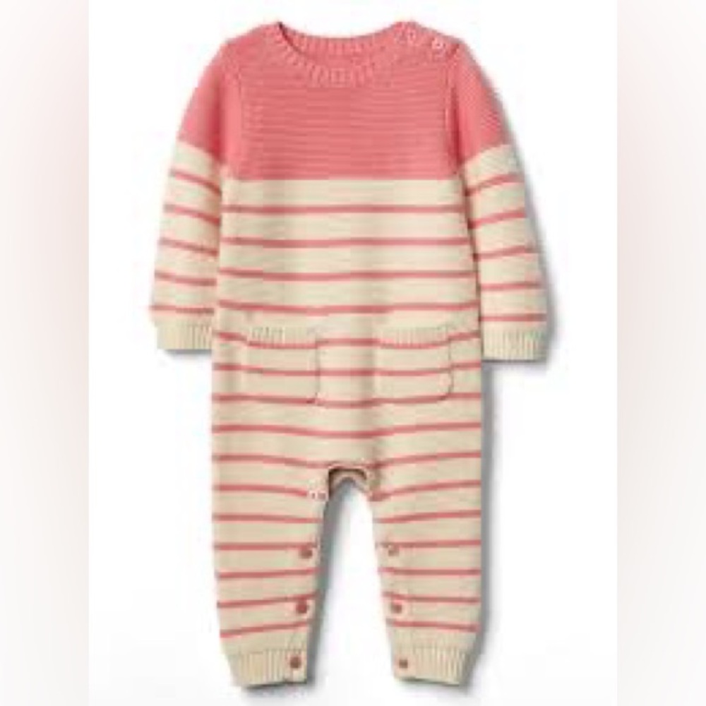 NWT Baby Gap Brannan Stripe One-Piece Jumpsuit Pink. 12-18 Months